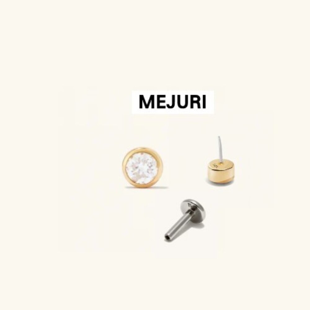 MEJURI - Piercing Studio - Solo Diamond Flat Back Stud - 14K Yellow Gold